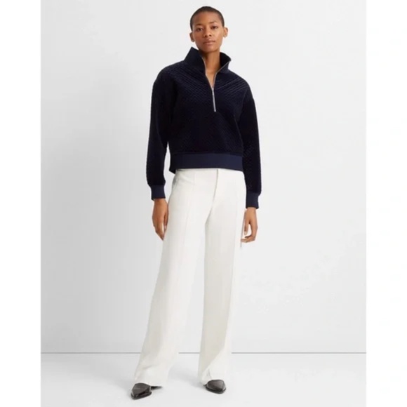 Club Monaco Quilted Velour Zip Jacket in Blue Marine size S/P NWT $198 - Picture 4 of 7